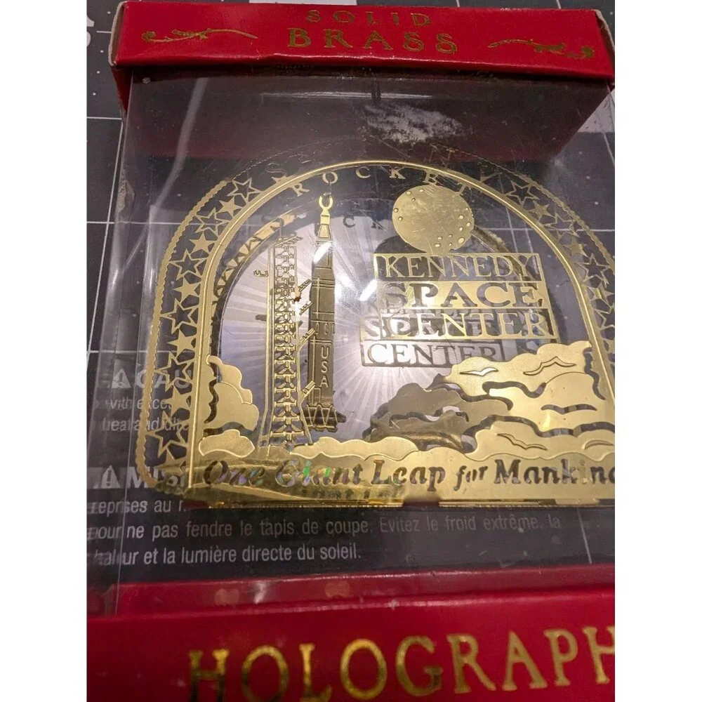 Kennedy Space Center Saturn V Holographic Solid Brass‎ lazer cut ornament sealed